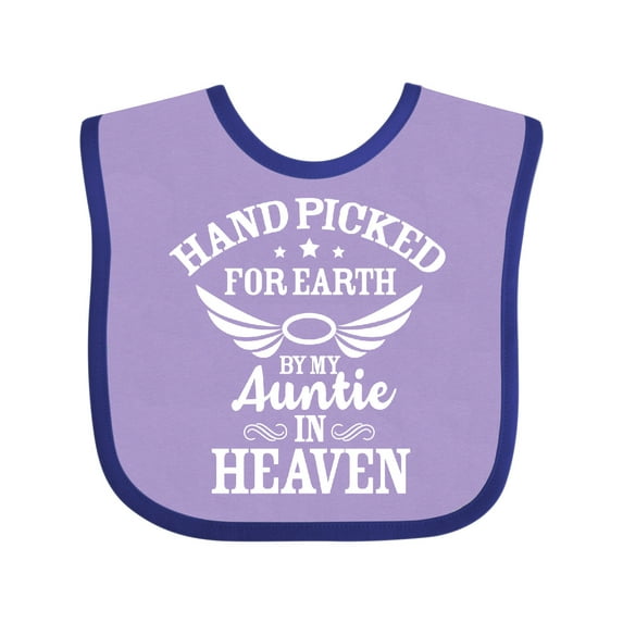 Inktastic Handpicked for Earth by My Auntie in Heaven with Angel Wings Boys or Girls Baby Bib