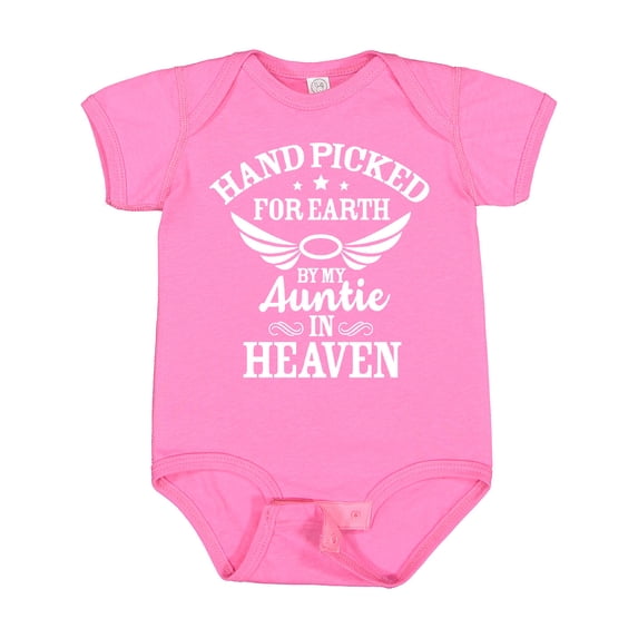 Inktastic Handpicked for Earth by My Auntie in Heaven with Angel Wings Boys or Girls Baby Bodysuit