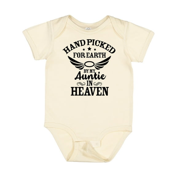 Inktastic Handpicked for Earth by My Auntie in Heaven with Angel Wings Boys or Girls Baby Bodysuit