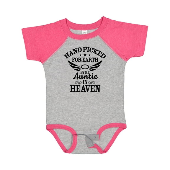 Inktastic Handpicked for Earth by My Auntie in Heaven with Angel Wings Boys or Girls Baby Bodysuit