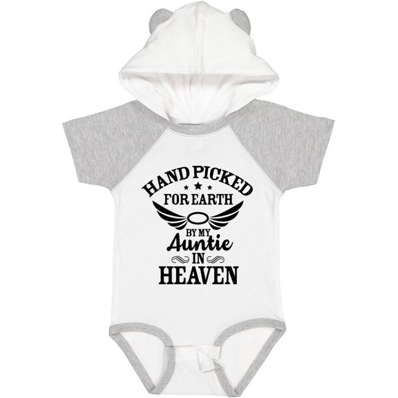 Inktastic Handpicked for Earth by My Auntie in Heaven with Angel Wings Boys or Girls Baby Bodysuit