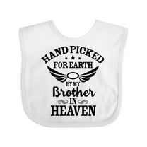 Inktastic Handpicked for Earth by My Brother in Heaven Angel Wings Boys or Girls Baby Bib