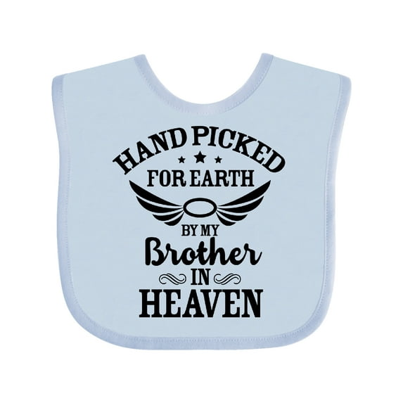 Inktastic Handpicked for Earth by My Brother in Heaven Angel Wings Boys or Girls Baby Bib