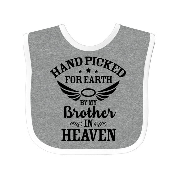 Inktastic Handpicked for Earth by My Brother in Heaven Angel Wings Boys or Girls Baby Bib