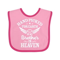 Inktastic Handpicked for Earth by My Brother in Heaven Angel Wings Boys or Girls Baby Bib