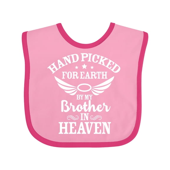 Inktastic Handpicked for Earth by My Brother in Heaven Angel Wings Boys or Girls Baby Bib