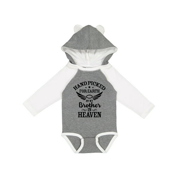 Inktastic Handpicked for Earth by My Brother in Heaven Angel Wings Boys or Girls Long Sleeve Baby Bodysuit