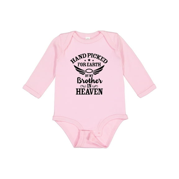 Inktastic Handpicked for Earth by My Brother in Heaven Angel Wings Boys or Girls Long Sleeve Baby Bodysuit