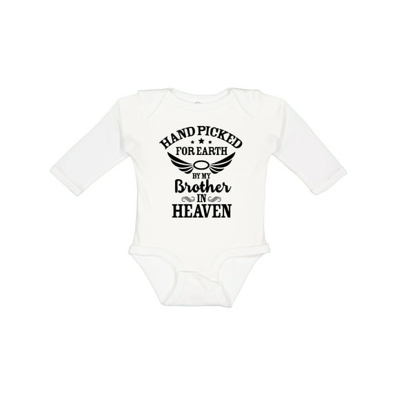 Inktastic Handpicked for Earth by My Brother in Heaven Angel Wings Boys or Girls Long Sleeve Baby Bodysuit