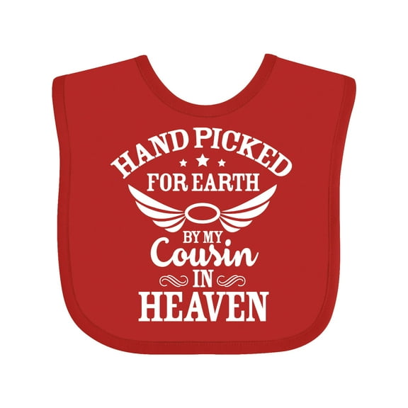 Inktastic Handpicked for Earth by My Cousin in Heaven with Angel Wings Boys or Girls Baby Bib