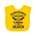 thumbnail image 1 of Inktastic Handpicked for Earth by My Cousin in Heaven with Angel Wings Boys or Girls Baby Bib, 1 of 4