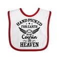 thumbnail image 1 of Inktastic Handpicked for Earth by My Cousin in Heaven with Angel Wings Boys or Girls Baby Bib, 1 of 4