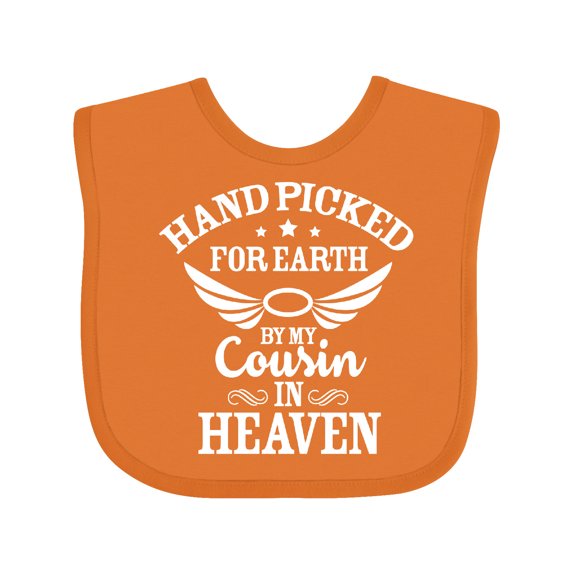 Inktastic Handpicked for Earth by My Cousin in Heaven with Angel Wings Boys or Girls Baby Bib