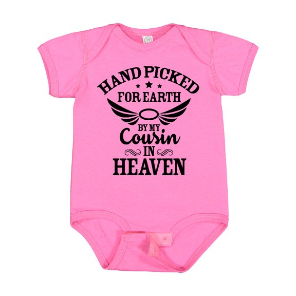Inktastic Handpicked for Earth by My Cousin in Heaven with Angel Wings Boys or Girls Baby Bodysuit