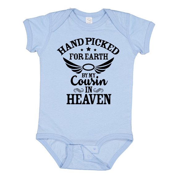 Inktastic Handpicked for Earth by My Cousin in Heaven with Angel Wings Boys or Girls Baby Bodysuit