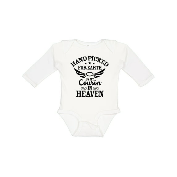 Inktastic Handpicked for Earth by My Cousin in Heaven with Angel Wings Boys or Girls Long Sleeve Baby Bodysuit