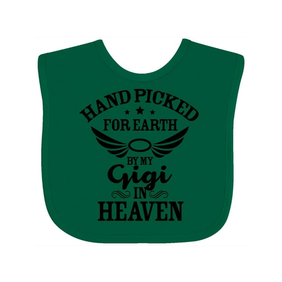 Inktastic Handpicked for Earth by My Gigi in Heaven with Angel Wings Boys or Girls Baby Bib