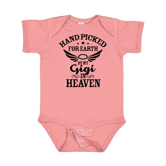 Inktastic Handpicked for Earth by My Gigi in Heaven with Angel Wings Boys or Girls Baby Bodysuit