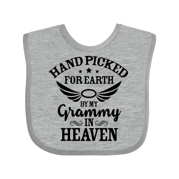 Inktastic Handpicked for Earth by My Grammy in Heaven with Angel Wings Boys or Girls Baby Bib