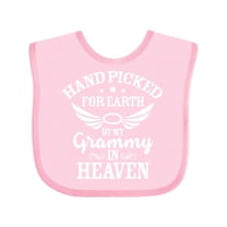 Inktastic Handpicked for Earth by My Grammy in Heaven with Angel Wings Boys or Girls Baby Bib