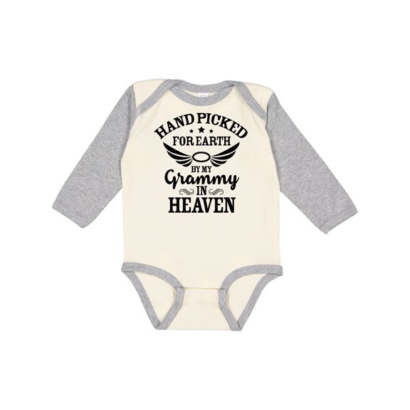 Inktastic Handpicked for Earth by My Grammy in Heaven with Angel Wings Boys or Girls Long Sleeve Baby Bodysuit
