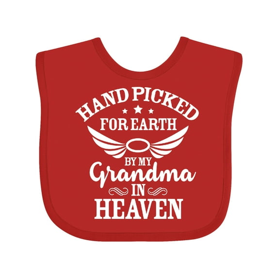 Inktastic Handpicked for Earth by My Grandma in Heaven Angel Wings Boys or Girls Baby Bib