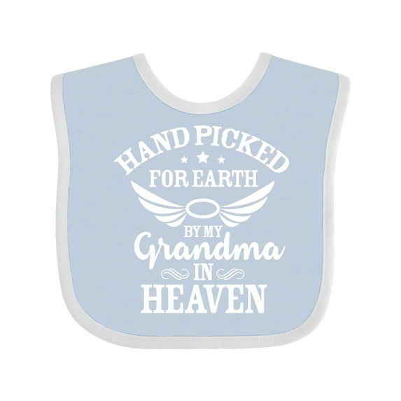 Inktastic Handpicked for Earth by My Grandma in Heaven Angel Wings Boys or Girls Baby Bib