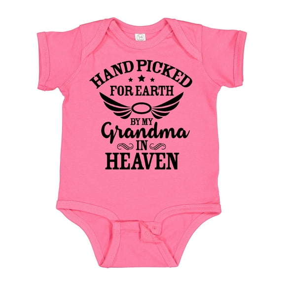 Inktastic Handpicked for Earth by My Grandma in Heaven Angel Wings Boys or Girls Baby Bodysuit