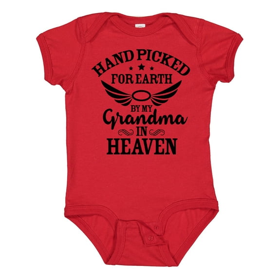 Inktastic Handpicked for Earth by My Grandma in Heaven Angel Wings Boys or Girls Baby Bodysuit