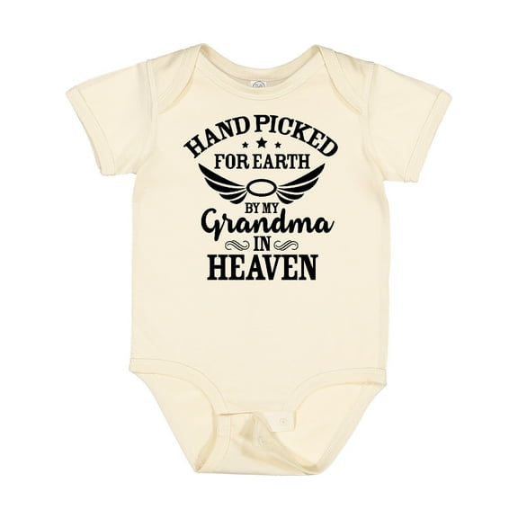 Inktastic Handpicked for Earth by My Grandma in Heaven Angel Wings Boys or Girls Baby Bodysuit