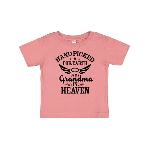 Inktastic Handpicked for Earth by My Grandma in Heaven Angel Wings Boys or Girls Baby T-Shirt