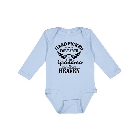 Inktastic Handpicked for Earth by My Grandma in Heaven Angel Wings Boys or Girls Long Sleeve Baby Bodysuit