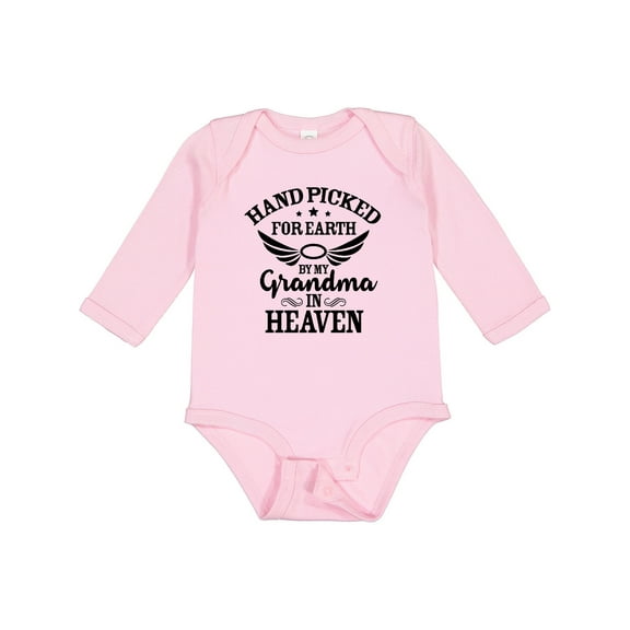 Inktastic Handpicked for Earth by My Grandma in Heaven Angel Wings Boys or Girls Long Sleeve Baby Bodysuit