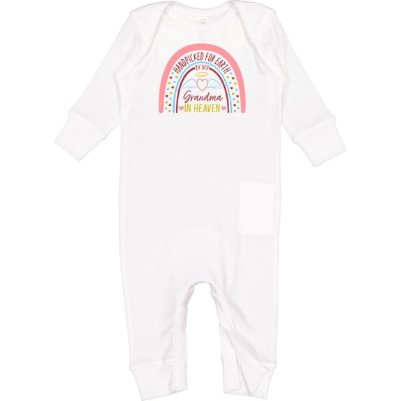 Inktastic Handpicked for Earth by My Grandma in Heaven Rainbow Baby Romper Coveralls