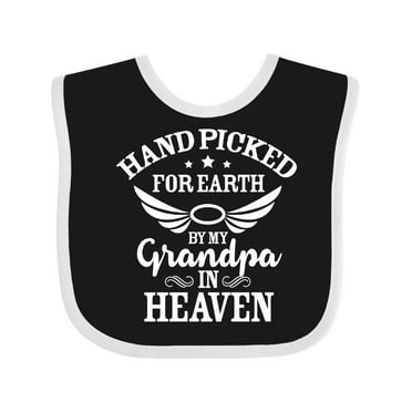 Inktastic Handpicked for Earth by My Grandpa in Heaven Angel Wings Boys or Girls Baby Bib