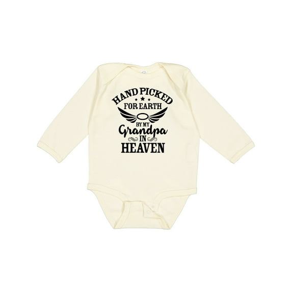 Inktastic Handpicked for Earth by My Grandpa in Heaven Angel Wings Boys or Girls Long Sleeve Baby Bodysuit