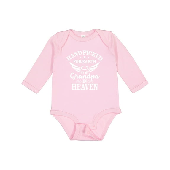 Inktastic Handpicked for Earth by My Grandpa in Heaven Angel Wings Boys or Girls Long Sleeve Baby Bodysuit