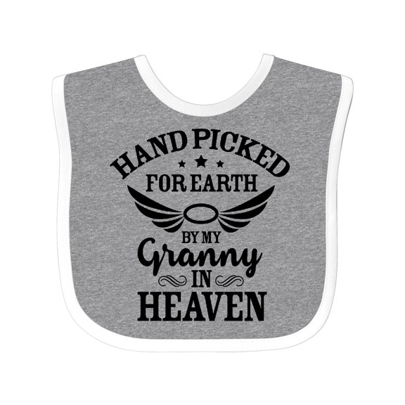Inktastic Handpicked for Earth by My Granny in Heaven with Angel Wings Boys or Girls Baby Bib
