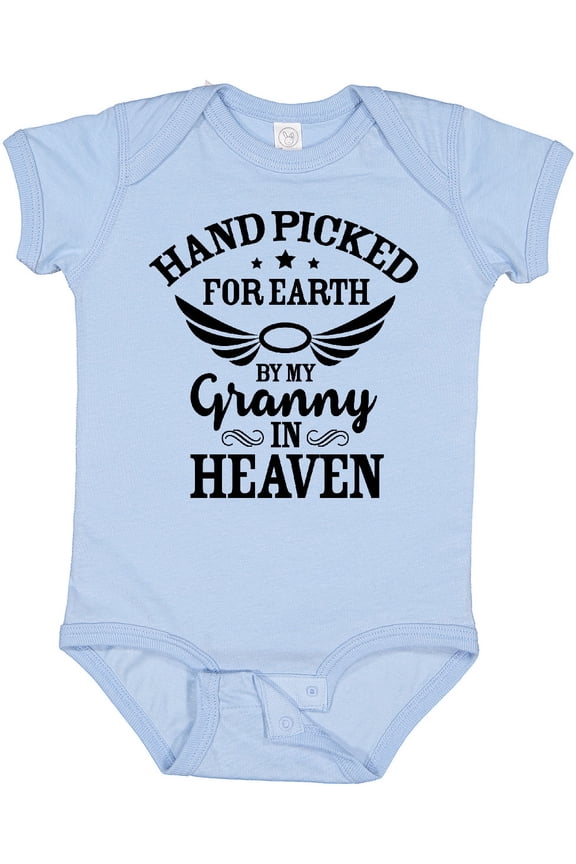 Handpicked for Earth by My Granny in Heaven with Angel Wings Boys or Girls Baby Bodysuit