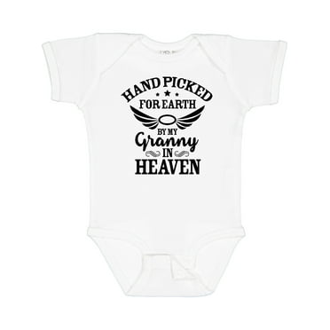 Inktastic Handpicked for Earth by My Granny in Heaven with Angel Wings Boys or Girls Baby Bodysuit