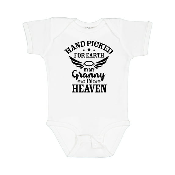 Inktastic Handpicked for Earth by My Granny in Heaven with Angel Wings Boys or Girls Baby Bodysuit