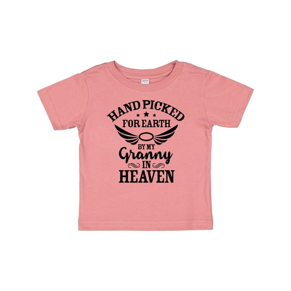 Inktastic Handpicked for Earth by My Granny in Heaven with Angel Wings Boys or Girls Baby T-Shirt