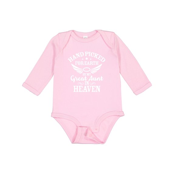 Inktastic Handpicked for Earth by My Great Aunt in Heaven Boys or Girls Long Sleeve Baby Bodysuit