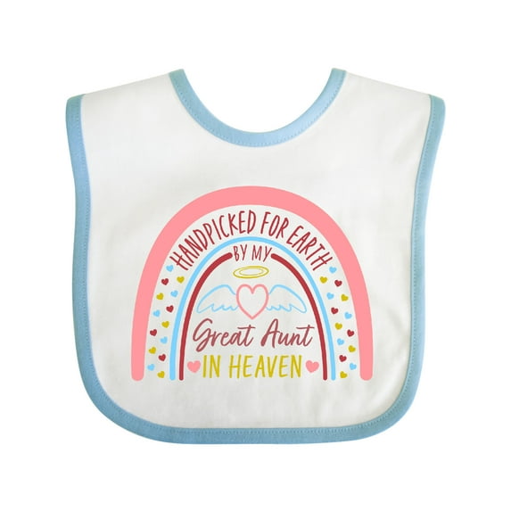 Inktastic Handpicked for Earth by My Great Aunt in Heaven Rainbow Boys or Girls Baby Bib