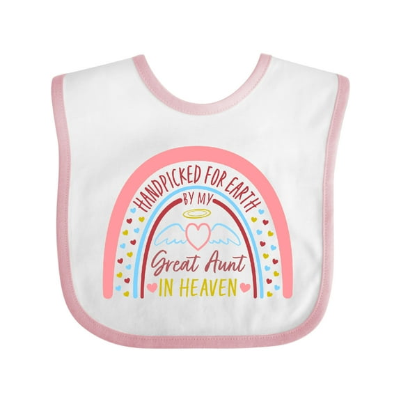 Inktastic Handpicked for Earth by My Great Aunt in Heaven Rainbow Boys or Girls Baby Bib