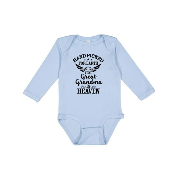 Inktastic Handpicked for Earth by My Great Grandma in Heaven Boys or Girls Long Sleeve Baby Bodysuit
