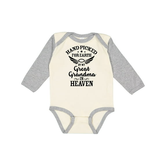 Inktastic Handpicked for Earth by My Great Grandma in Heaven Boys or Girls Long Sleeve Baby Bodysuit