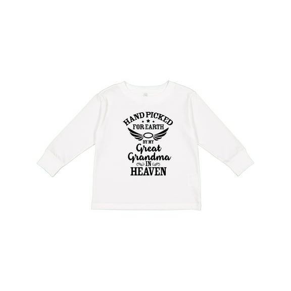 Inktastic Handpicked for Earth by My Great Grandma in Heaven Boys or Girls Long Sleeve Toddler T-Shirt