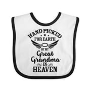 Inktastic Handpicked for Earth by My Great Grandma in Heaven Gift Baby Boy or Baby Girl Bib