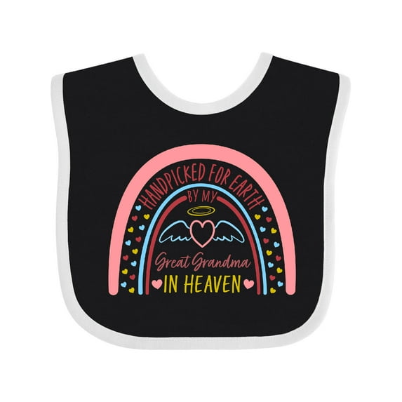 Inktastic Handpicked for Earth by My Great Grandma in Heaven Rainbow Boys or Girls Baby Bib